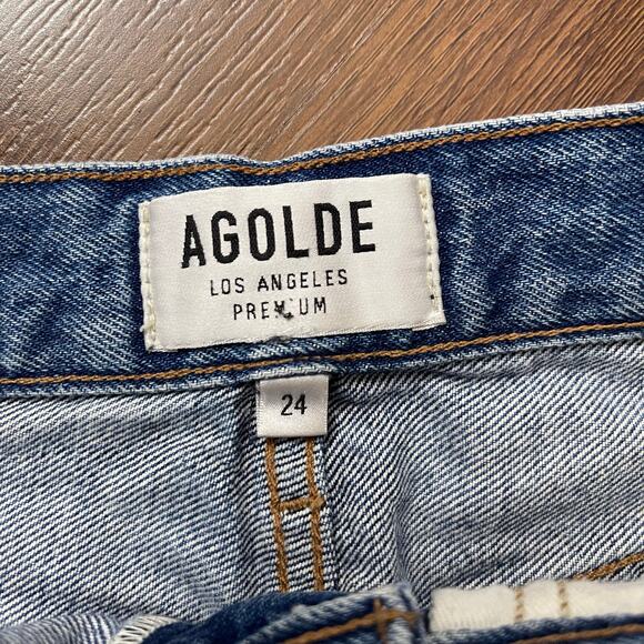 AGOLDE Revolve High Rise Crop Straight Jeans Button Fly Distressed Casual Sz 24 - Picture 3 of 8